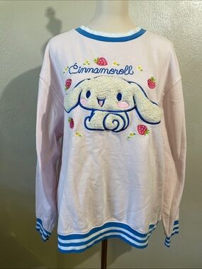 Sanrio Cinnamoroll Embroidered Sweatshirt 2XL Pink Cute Longsleeve Puppy Kawaii